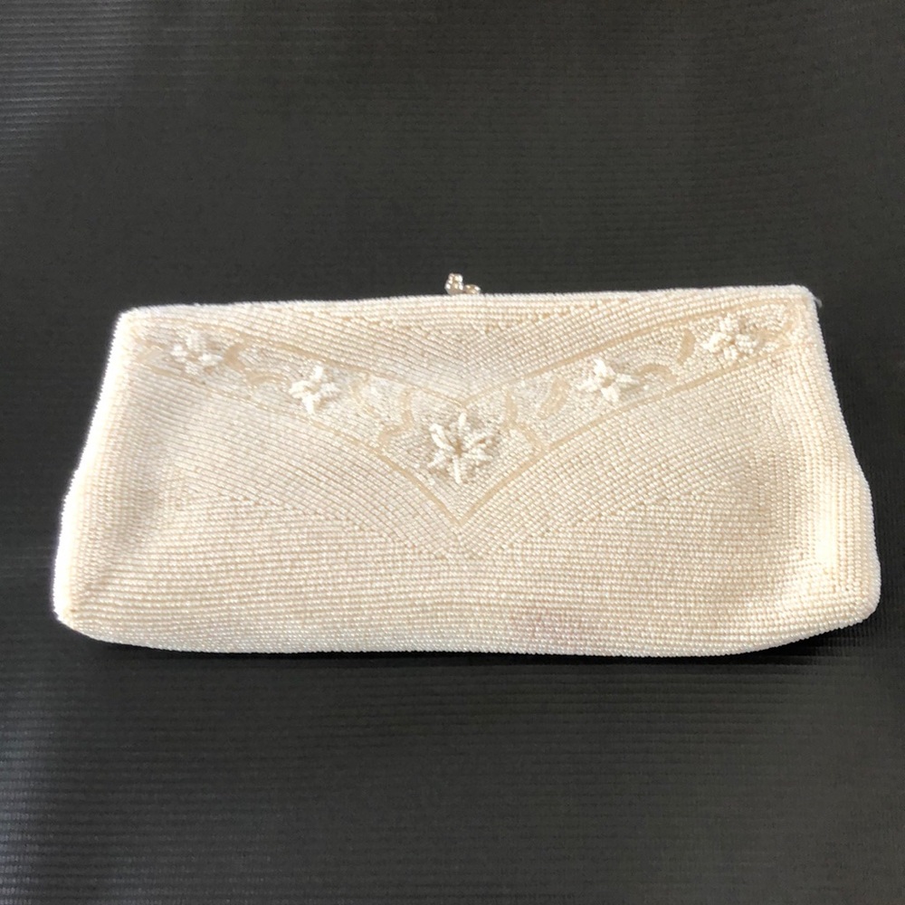Vintage Ivory Beaded Clutch Bag